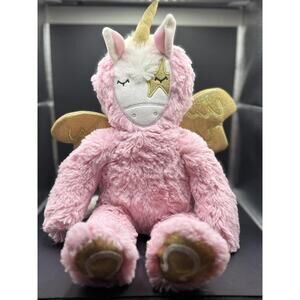 Plush Slumberkins Flat Pink Pegasus Unicorn Gold Wings Gold Star 19” Lovey